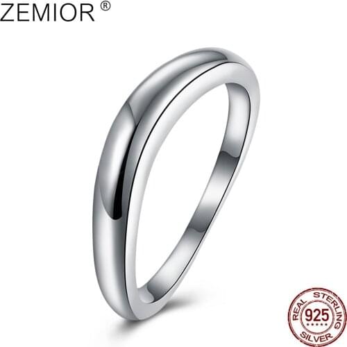 ZEMIOR 925 Sterling Silver Rings Smooth Simple Style Ring For Women Wedding Engagement Gift To Lover On Sale Fine Jewelry