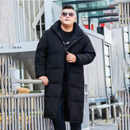 Winter Jacket Men Mens Long Over the Knee Cotton Coat Thick Winter Casual Black Coat Size XL-9XL 10XL