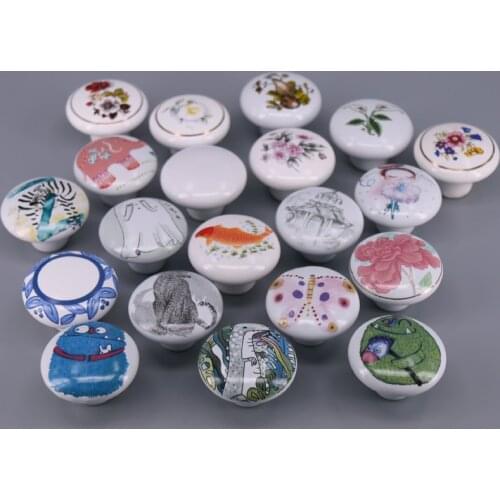 1x White cartoon Cabinet Cupboard Closet Dresser Handles Pulls Ceramic Knobs for Children Bedroom