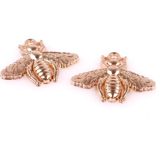 10pcs Gold Color Honey Bee Charms Pendants For Necklace Bracelet Jewelry Making DIY Handmade 23583