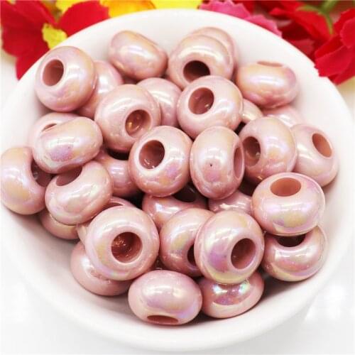 10Pcs Mixed Color Charms Murano Spacer Big Hole European Beads fit Pandora Style Bracelets Snake Chain Necklace Women Jewelry