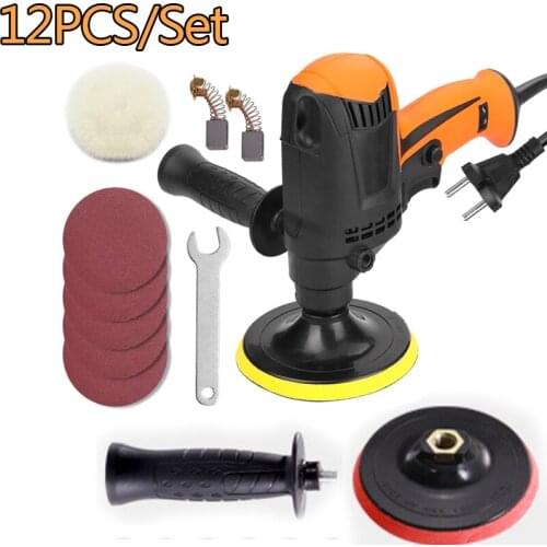 12PCS/set Electric Car Polisher, 110V / 220V, 1500RPM, Double Bearing, Electric Drill, Cordless, Rechargeable, Sanding Tools