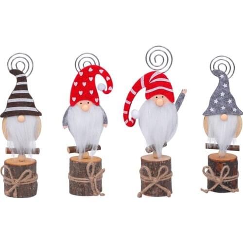 20 Pcs Christmas Decor Gnome Photo Clip Stand Wooden Table Number Name Place Card Holders For Wedding Party Sign Wholesale X2