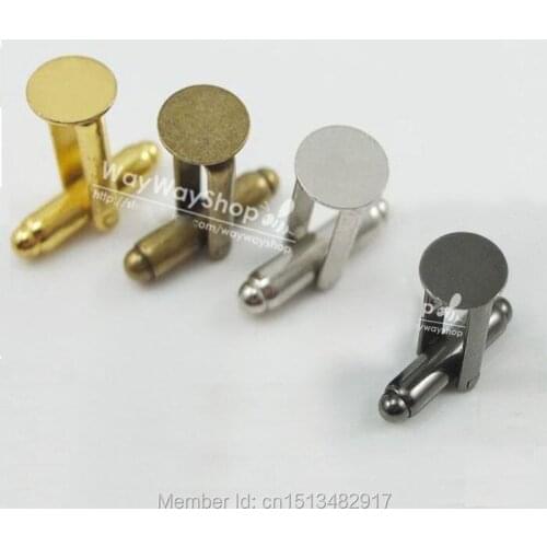 400 pcs 9mm 0.35'' Blank Plated CuffLink Pad Metal CUFF LINKS Blank Nickle Bronze Gold Nickle-Black choice