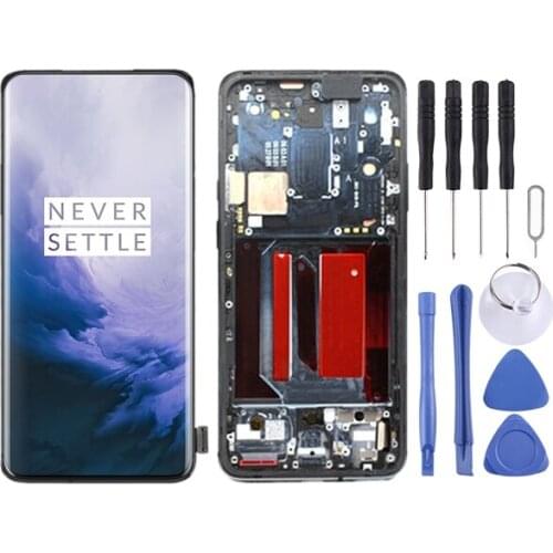 AMOLED Material LCD Screen and Digitizer Full Assembly with Frame for OnePlus 7 Pro