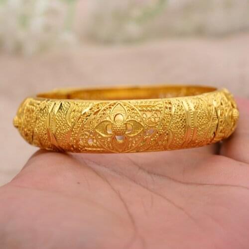 Annayoyo 1Pcs Fashion Dubai Gold Jewelry Gold Color Bangles For Ethiopian Bangles & Bracelets Ethiopian Jewelry Bangles Gift