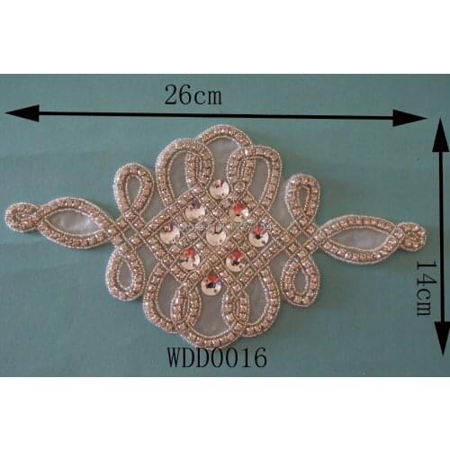 Crystal beaded rhinestone applique patch for dresses iron on WDD0016