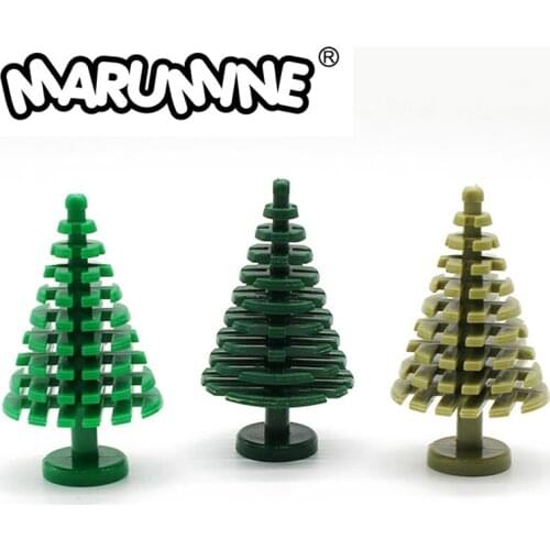 Marumine 10PCS Spruce Tree MOB Blocks Compatible 3471 City Stalk Grass Flower City Part Classic Bricks Construction Accessories