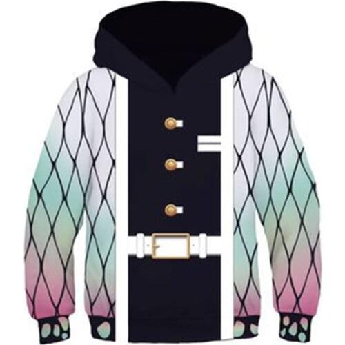 Kids Demon Slayer: Kimetsu no Yaiba Iguro Obanai Cosplay Costume Children Hoodies Pullover 3D Print Jacket Sweatshirt