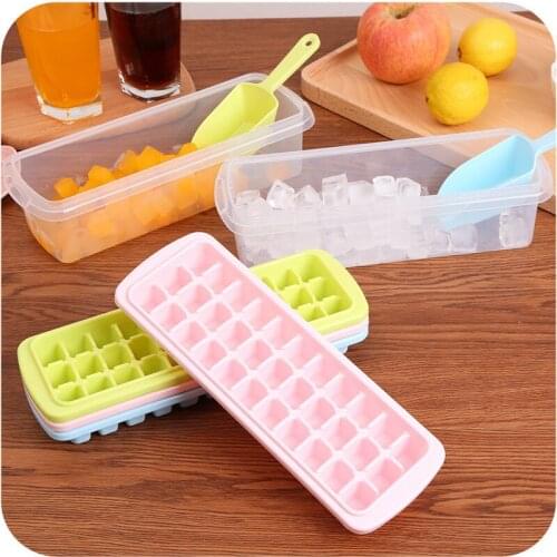 33 Grid DIY Ice Cream Mold Tubs Food Box Ice Grid Ice Tray Shovel Ice Cube Mold Creative Shape Kitchen Accessories With Lid