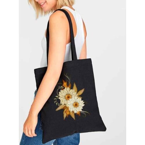 Canvas Bag Women Floral Print Casual Tote Large Shoulder Bag Canvas Shopping Tote Reusable Grocery Totes High Quality Handbags