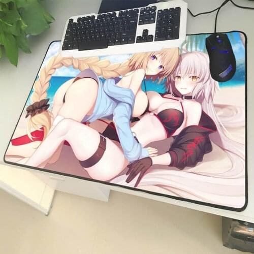 XGZ Cartoon Large Size Mouse Pad Black Lock Edge Anime Beach Girl Laptop PC Table Mat Big Chest Sister Rubber Non-slip Universal
