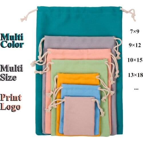 Fashion Jewellry Pouches Christmas Gift Packing Bag 10Pcs Natural Cotton Canvas Eyelashes Makeup Drawstring Sachet Can Do Logo