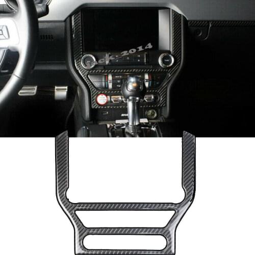 Real Carbon Fiber Multi-media Console Decor Interior Trim Fit for Ford Mustang 2015 2016 2017 2018 2019