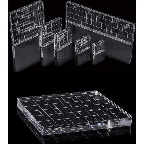 6 Pieces Acrylic Stamp Pad Set Transparent Acrylic Stamp Pad with Grid Lines for Scrapbooking Craft Making DIY Craft Ornaments