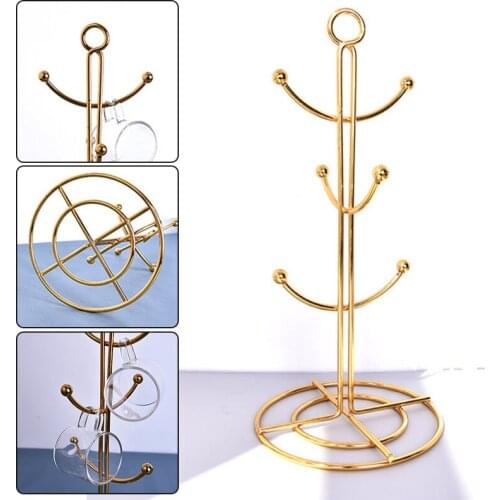 Counter Top Coffee Cup Tree Holder 6 Hook Hanging Tea Coffee Cup Stand Glass Home Kitchen Bar Tree Cup Hanger Storage Holder