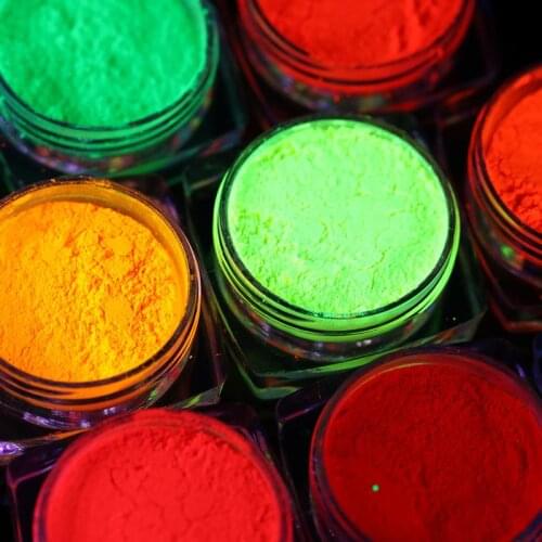 Neon Pigment Nail Powder Fluorescence Green Rose Red Pigment Charming Dust DIY Manicure Nail Art Paillettes Decoration In Box