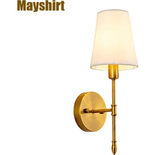 Nordic Wall Lamp Fabric Gold Metal Wall Lights for Home Lighting Fixtures Industrial Decor Bedroom Bedside Lamp Led Mirror Light