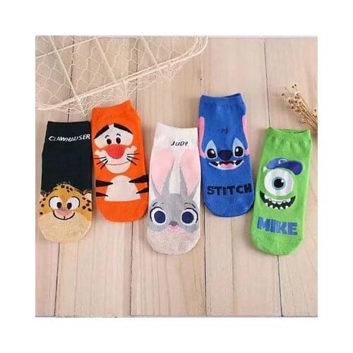 Disney Zootopia Stitch Anime Figures Cartoon Product Cosplay Socks Casual Short Sock Summer Unisex Gifts