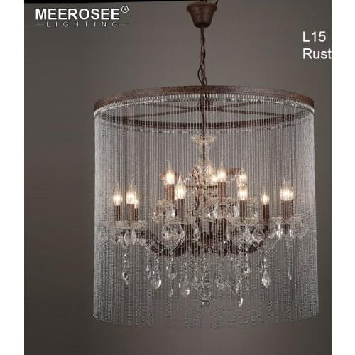 New Arrival Crystal Chandelier Vintage Rust Suspension Lamp American Style Drop Luminaire Lamp for Hotel Project Cafe Restaurant