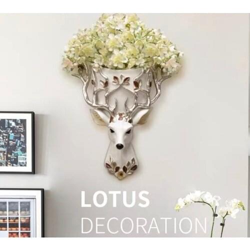 Dangling Flower Pot or Plant Holder Planter, Antler Faux Deer Head Shape, Animal Head Wall Sculptures Decor Wall Mural Crafts