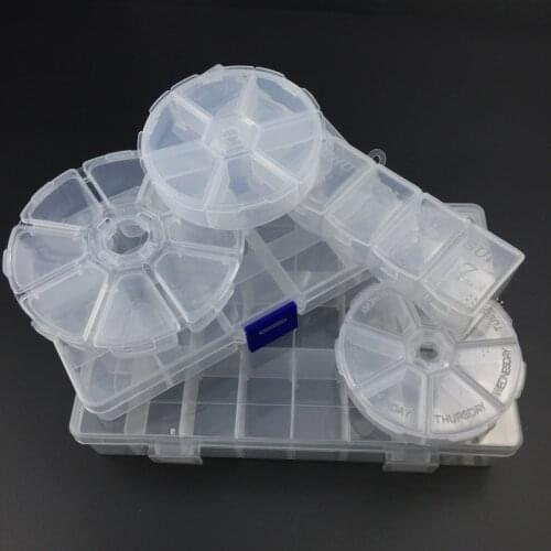 6/7/810/15/24 Slots Plastic Storage Box Transparent Rectangle Case Organizer Boxes For Small Handmade Packing Jewelry