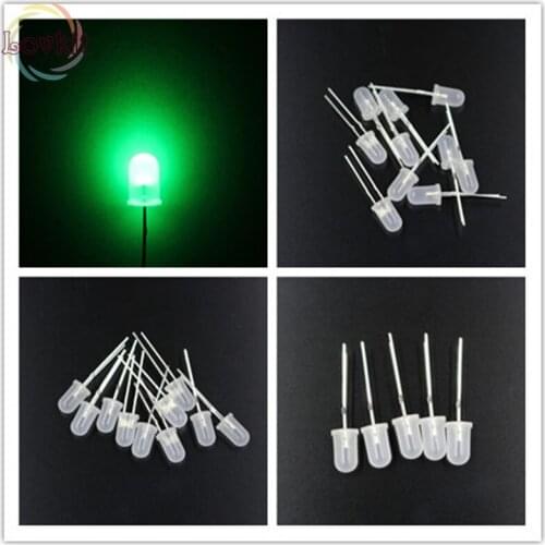 1000pcs 5MM Diffused Round Top Green Leds Urtal Bright Bulb Light F5MM Emitting Diodes Electronic Components Wholesale Retail