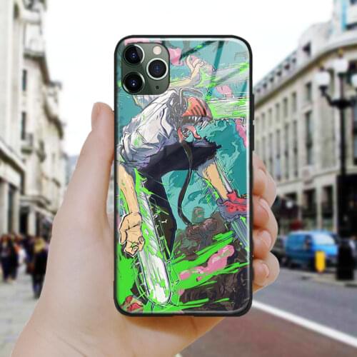 Chainsaw Man anime aesthetic art Silicone Glass Phone Case Cover Shell For iPhone SE 6 6s 7 8 Plus X XR XS 11 12 Mini Pro Max