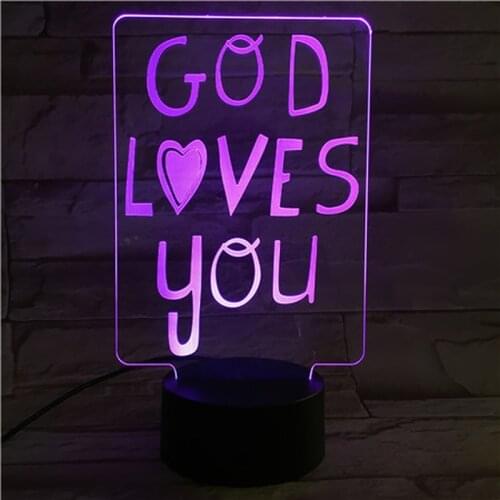 Lovely Letters Led Night Light Bedroom Decoration Childrens Kids Baby Birthday Gift Nightlight God Loves You Girl Table Lamp 3d