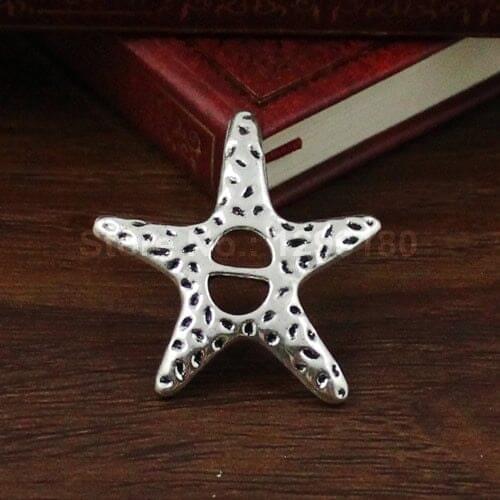 20pcs Fashion Starfish Slider for Bracelet Necklace Cord Beads watch Chain Beads DIY Making Accessory 35x33mm Hole:6x4mm K01580
