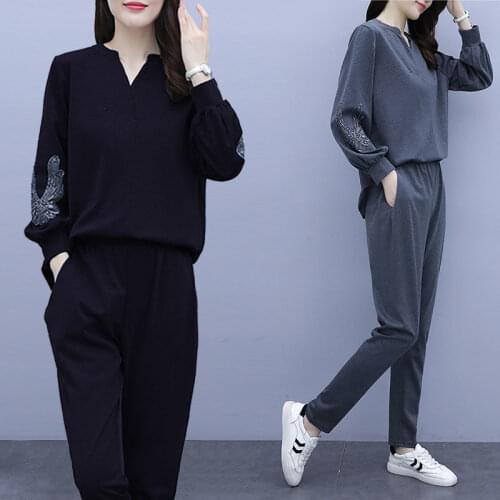Women Fashion Tracksuit Two Piece Set Female Casual Oversized Sweatshirt Loose Sweatpants Autumn Ladies Outfit Jogger Suit H1162