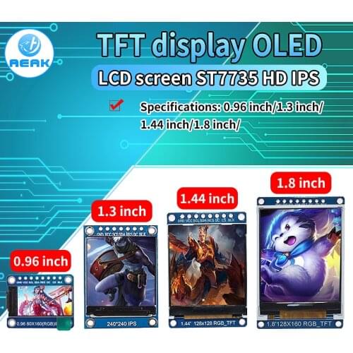 TFT Display 0.96 1.3 1.44 1.8 inch IPS 7P SPI HD 65K Full Color LCD Module ST7735 / ST7789 Drive IC 80*160 240*240 (Not OLED)