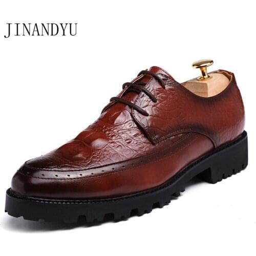 Brogues Dress Leather Shoes Men Wedding Burgundy Brown Black Formal Shoes Man Platform Party Leather Shoes for Men Oxford New