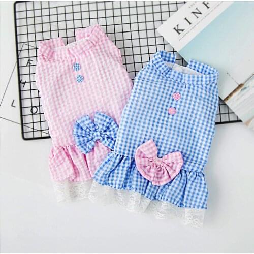 Spring Summer Pet Dress Cute Sleeveless Kitten Puppy Clothing Soft Cozy Cotton Princess Dress Small Dog Skirt Outfit Dog Clothes