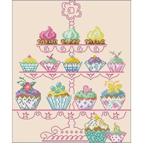 Cake Patterns Counted Cross Stitch 11CT 14CT unprinted pink canvas DIY Chinese Cross Stitch Kits Embroidery Needlework Sets