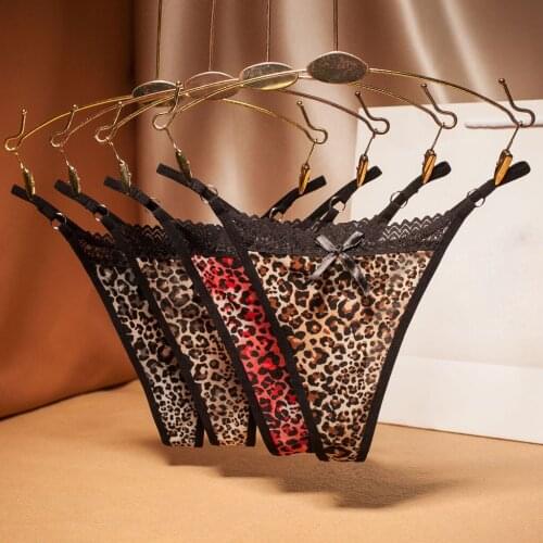 Top Leopard Womens Lace thong Panties G-string Sexy Thong Female Underpant Low Rise Low Waist Thong Lingerie Porn Accessories