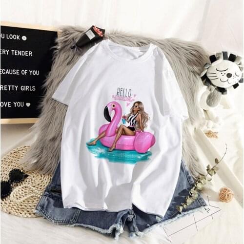 Women Fashion Soft Casual White T shirts Tops Fashion Girl summer printed leggings 2021 T-shirt Ms. Nail Polish T-shirt
