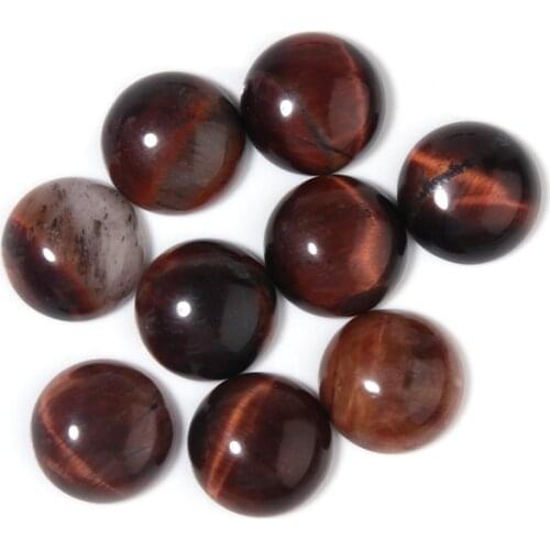 20pcs/Lot Glass Red Tiger Eye Shape Cabochon Cameo 10/12/16mm Round Loose Beads For Jewelry Making Bracelet Necklace