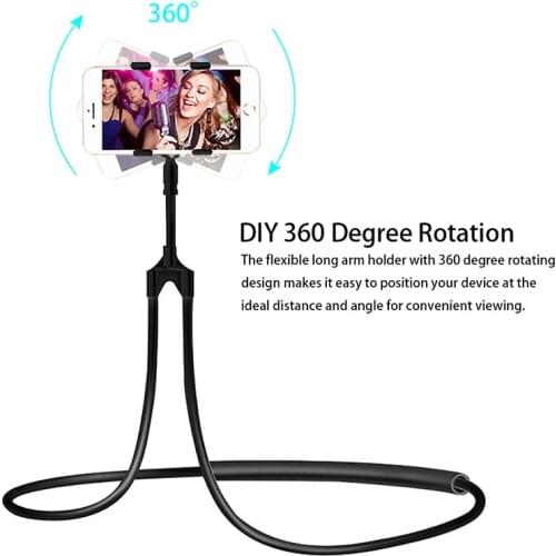 2020 COOL Lazy Neck Hanging Bracket Flexible Necklace Bracket Bed 360 Degree Support Smartphone Mount Stand Mobile Phone Holder