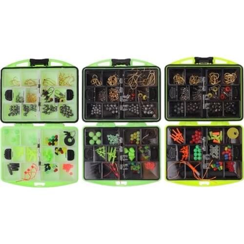 3 Styles Carp Fishing Tackle Box Anti Tangle Sleeve line With Jig Worm Hooks Sinker Weights Swivels Snaps Split Rings