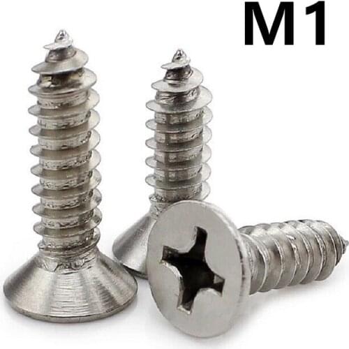 500pcs/lot M1x3/4/5mm GB846 Stainless steel phillips countersunk / flat head self tapping screw KA
