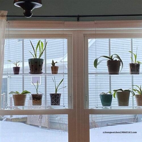 Acrylic Window Plant Shelves Clear Hanging Floating Wall Shelf Flower Pot Rack