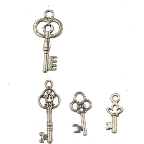 Accessories For Handicrafts Keys Charms Bracelets DIY Flower Lucky Grass Antique Silver Metal Fashion Jewelery Components 50pcs