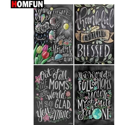 HOMFUN Full Square/Round Drill 5D DIY Diamond Painting "Text landscape" 3D Embroidery Cross Stitch 5D Home Decor Gift