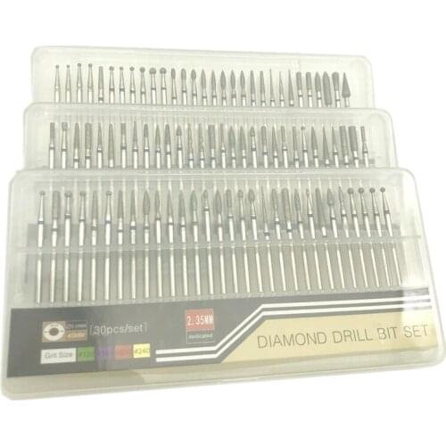 30pcs/set Diamond Nail Drill Bit Milling Cutter Stainless Steel Nail Rotary Files Burr Manicure Machine Clean Tool