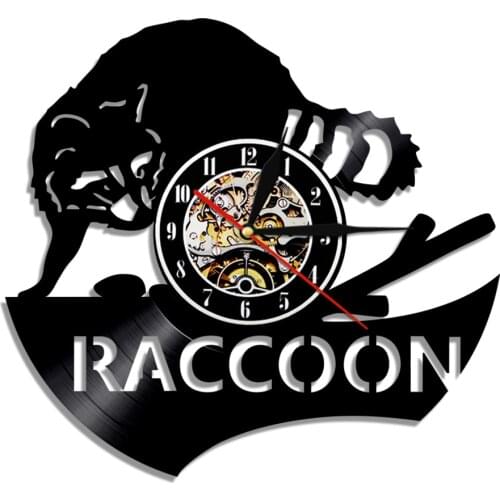 Raccoon Decorative Vinyl Wall Clock Modern Design Wild Animal Coon Art Wall Decor 3D Wall Watch Vintage Home Decor