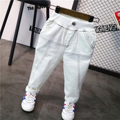 Kids Jeans 2 3 4 5 6 Years Boys Elastic Waist Casual Denim Trousers 2019 Spring Splice Jeans For Boys Toddler Children Pants