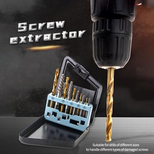 10pcs Damaged Screw Extractor Speed Out Drill Bits Tool Set Broken Bolt Remover Repair Tool