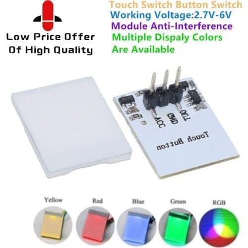 Capacitive Touch Switch Button RGB LED Sensor Switch Module HTTM DIY Electronic Board Multi Color Anti-interference 3V 5V 6V