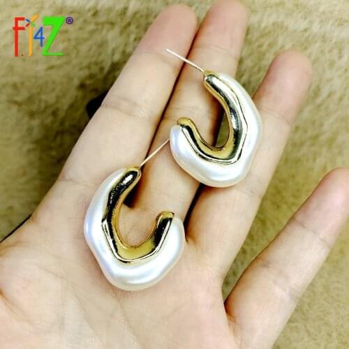 F.J4Z Statement Earrings for Women 2021 Trend Irregular Resin Hoop Earring Lady Cocktail Jewelry Gifts Anti-allergic Jewelry
